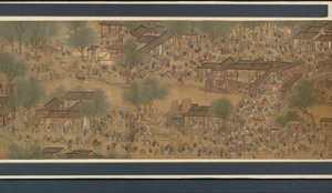 Lentefestival aan de rivier door Qing Dynasty Chinese School